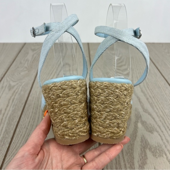 Stuart Weitzman Playa Espadrille Knot Wedge Sandals 38/7.5B Vintage Denim $395 - Picture 7 of 10
